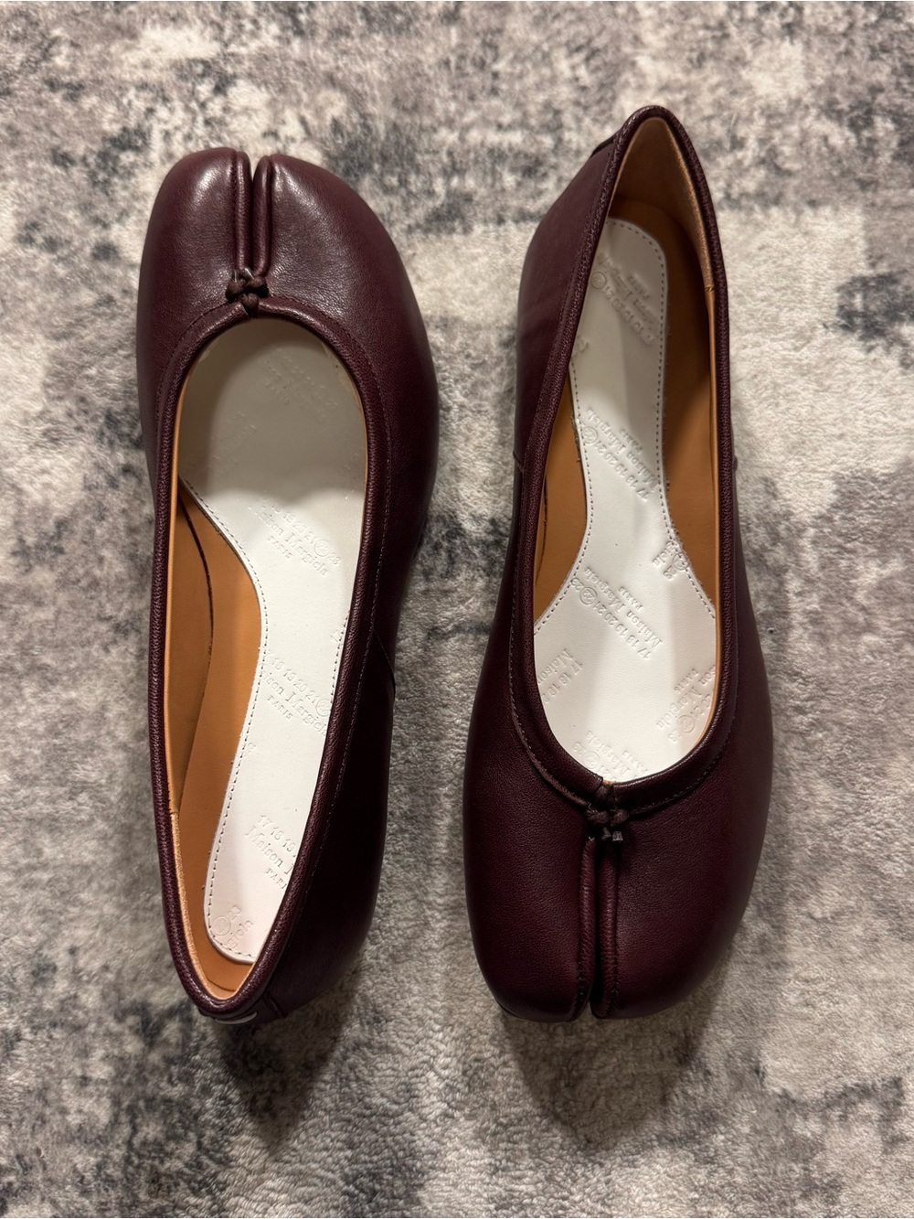 Maison Margiela Burgundy Leather Tabi Ballet Flats Women’s Size EU 38 US 8 - Picture 2 of 8